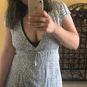 White Floral Midi Wrap Dress